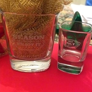 Jack Daniel's Holiday Whiskey Glass with matching Shot Glass